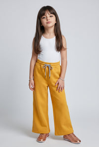 Mustard Wide-Leg Jogger Pants with Drawstring Waist P1843