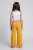 Mustard Wide-Leg Jogger Pants with Drawstring Waist P1843