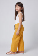 Mustard Wide-Leg Jogger Pants with Drawstring Waist P1843