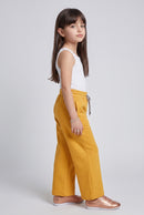 Mustard Wide-Leg Jogger Pants with Drawstring Waist P1843