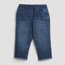 Blue Denim Shorts with Raw Hem for Girls