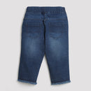 Blue Denim Shorts with Raw Hem for Girls