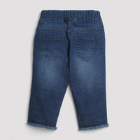 Blue Denim Shorts with Raw Hem for Girls