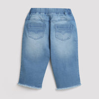 Light Blue Drawstring Denim Shorts for Girls
