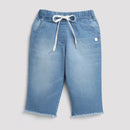 Light Blue Drawstring Denim Shorts for Girls