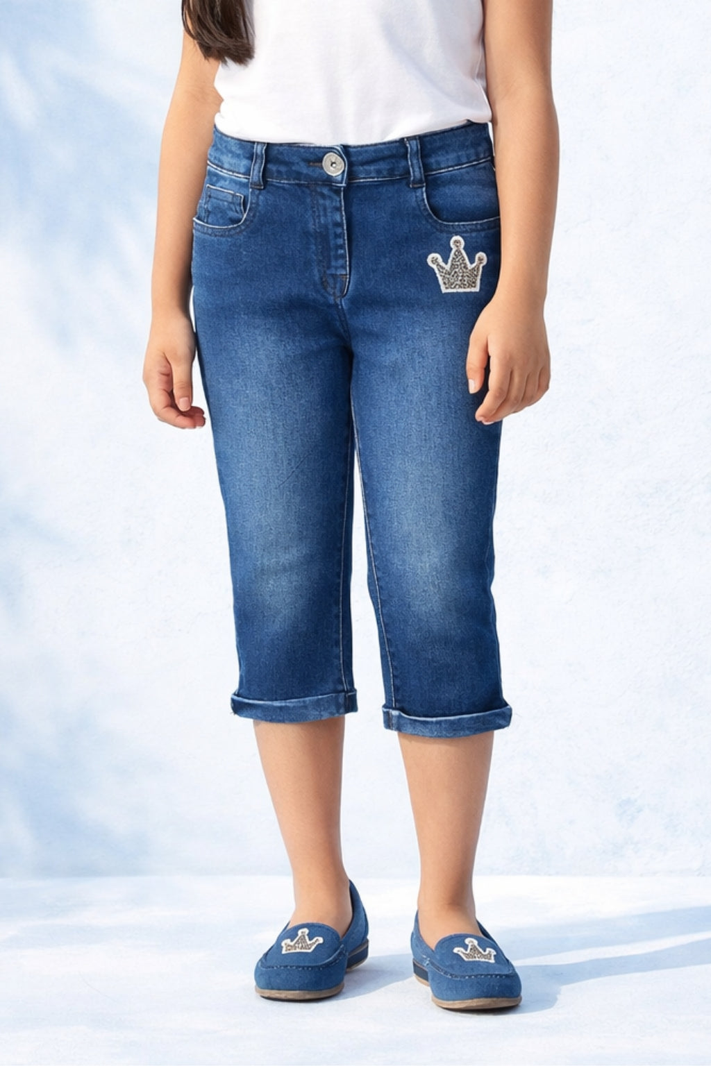 Blue Denim Capri Jeans PD0052
