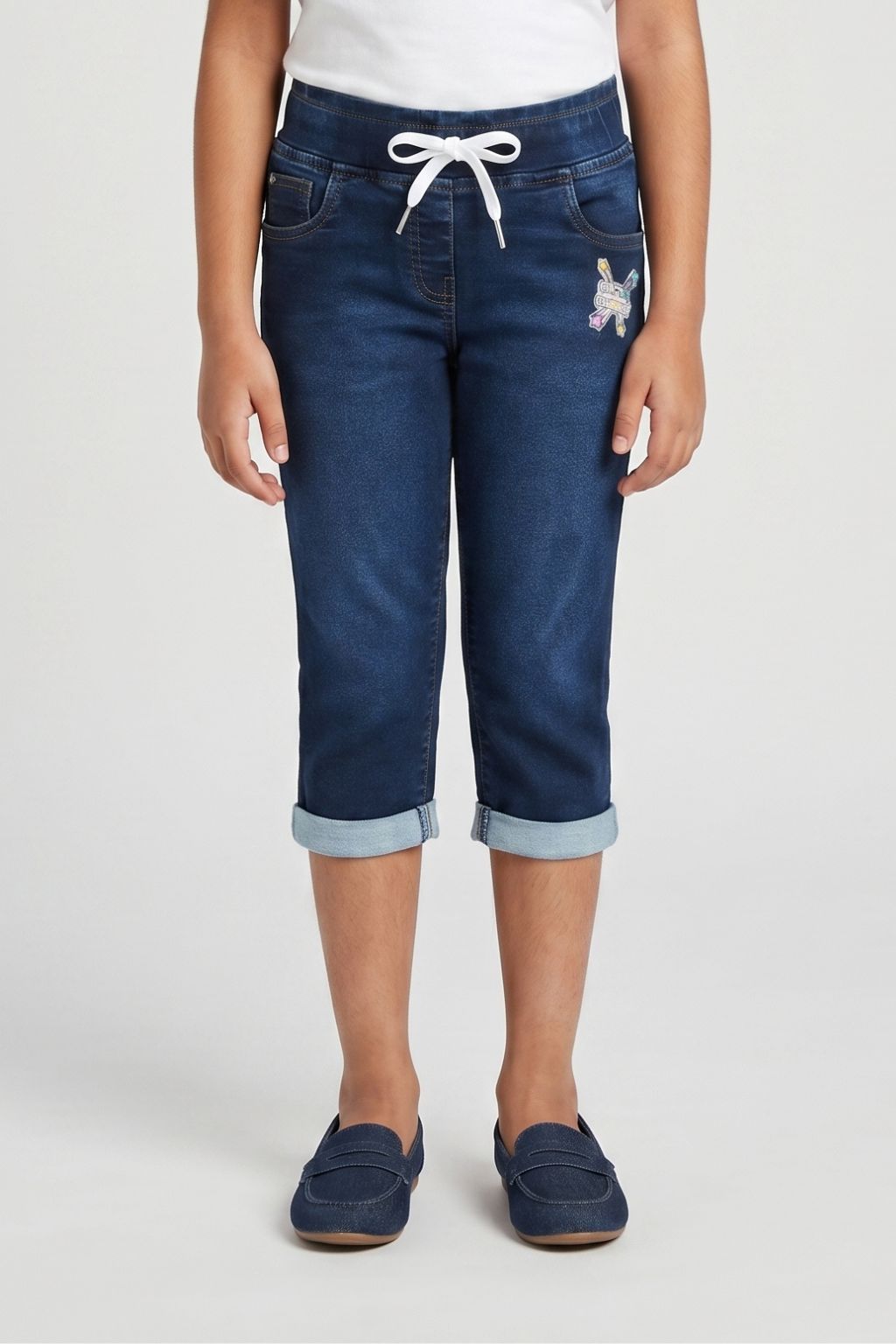 Dark Denim Pants with Butterfly Patch PD0053