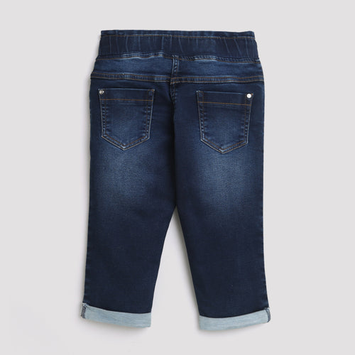 Dark Denim Pants with Butterfly Patch PD0053