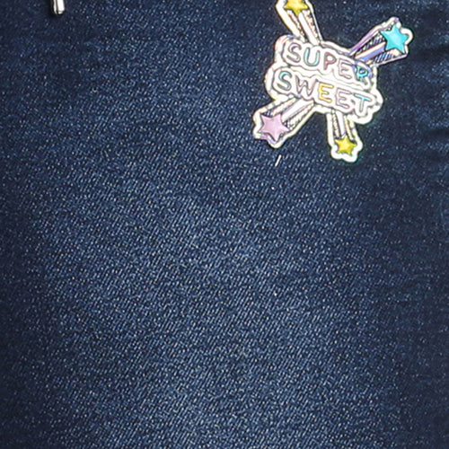 Dark Denim Pants with Butterfly Patch PD0053