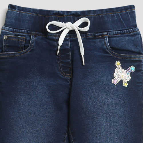 Dark Denim Pants with Butterfly Patch PD0053