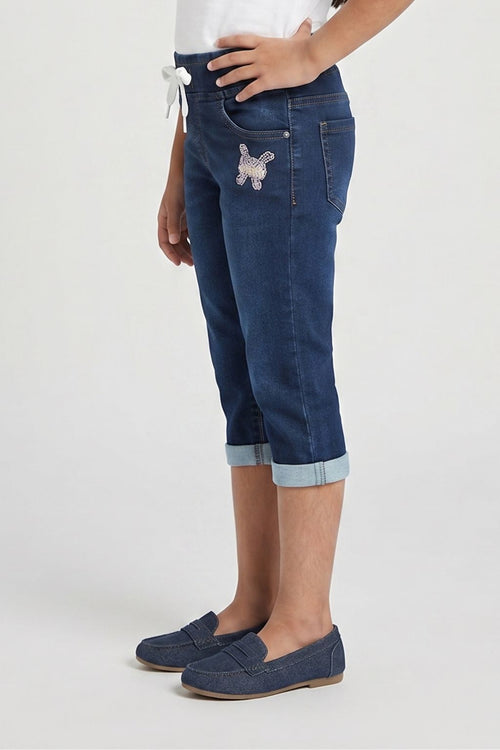 Dark Denim Pants with Butterfly Patch PD0053