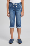 Blue Rolled Hem Denim Shorts PD0053