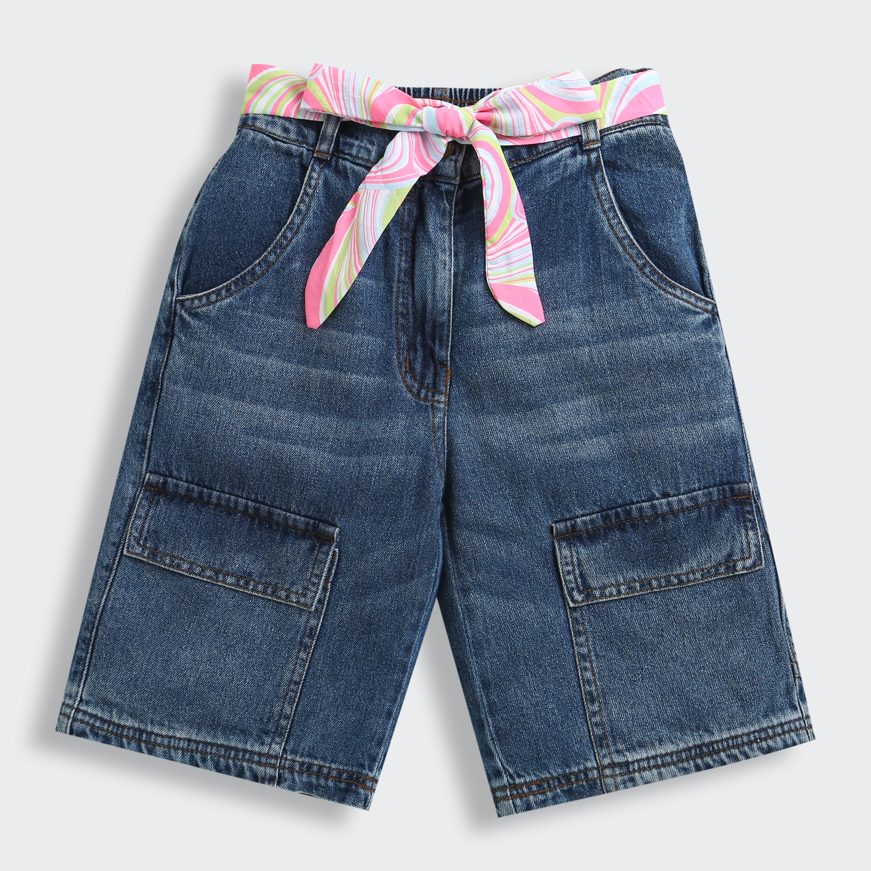 Denim Shorts with Pop Belt PD0070