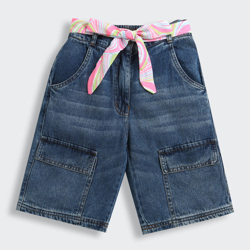 Denim Shorts with Pop Belt PD0070