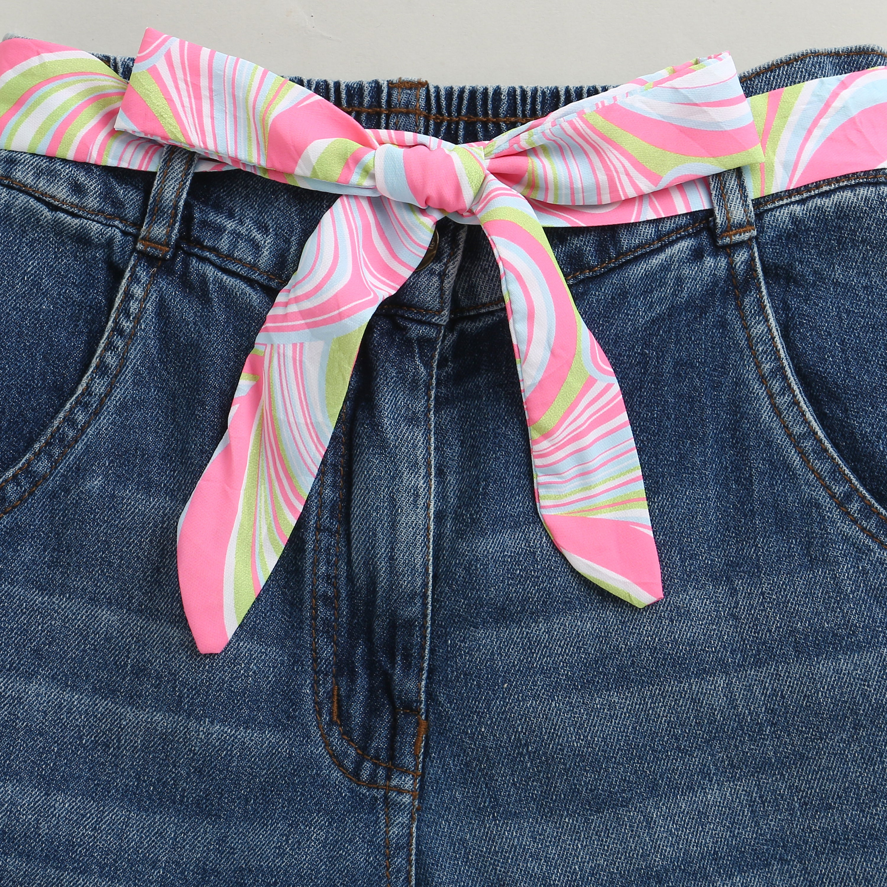 Denim Shorts with Pop Belt PD0070