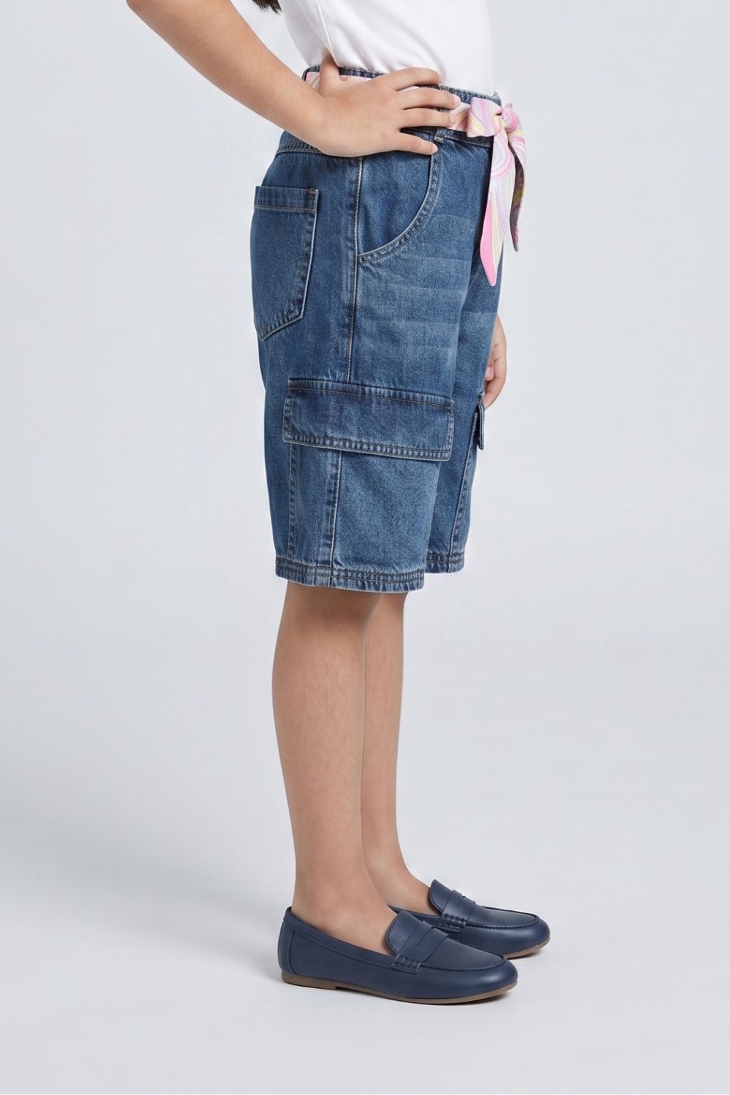 Denim Shorts with Pop Belt PD0070