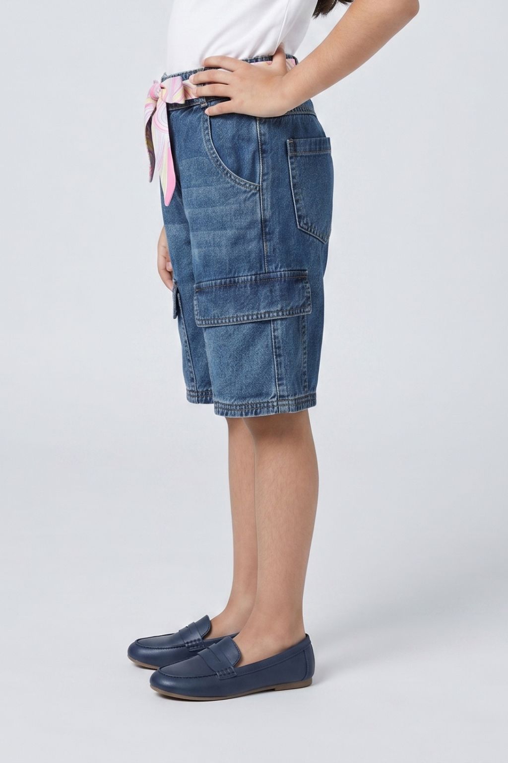 Denim Shorts with Pop Belt PD0070