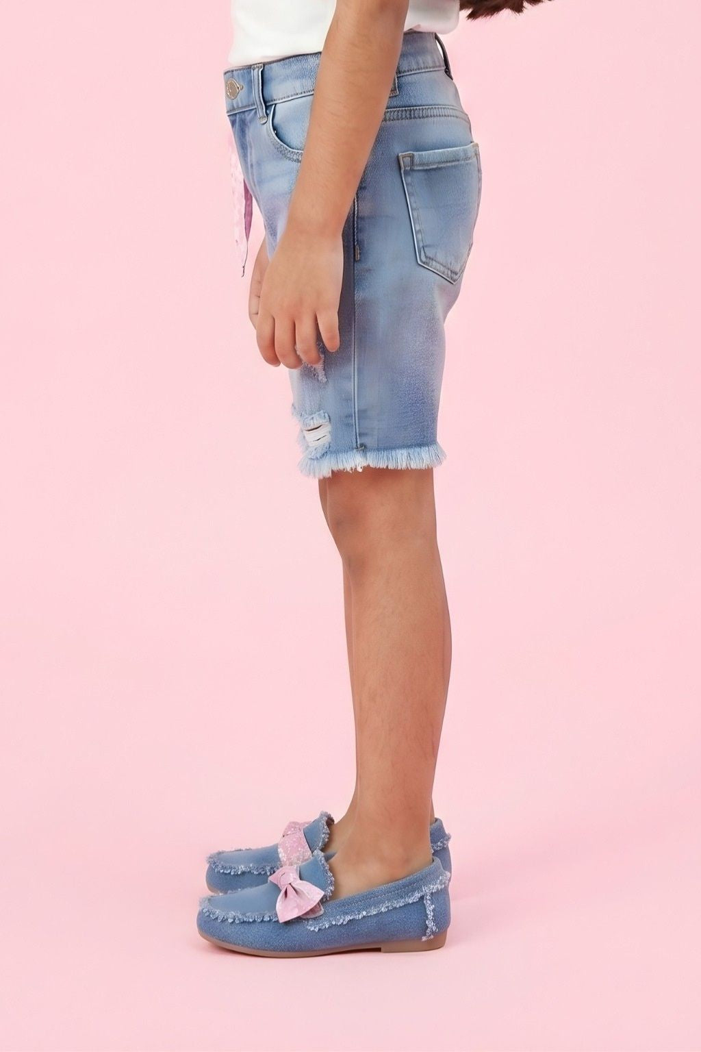 Light Blue Distressed Denim Shorts PD0071