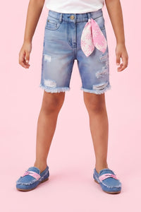 Light Blue Distressed Denim Shorts PD0071