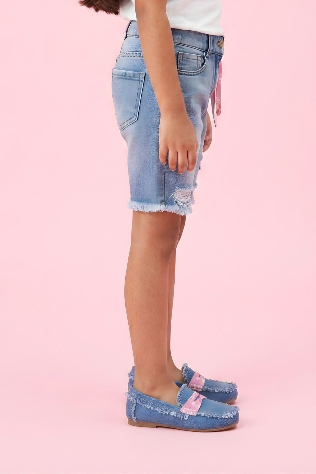 Light Blue Distressed Denim Shorts PD0071