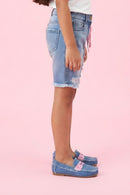 Light Blue Distressed Denim Shorts PD0071