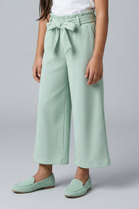Pista Green Ribbed Culotte Pants with Belt PL245