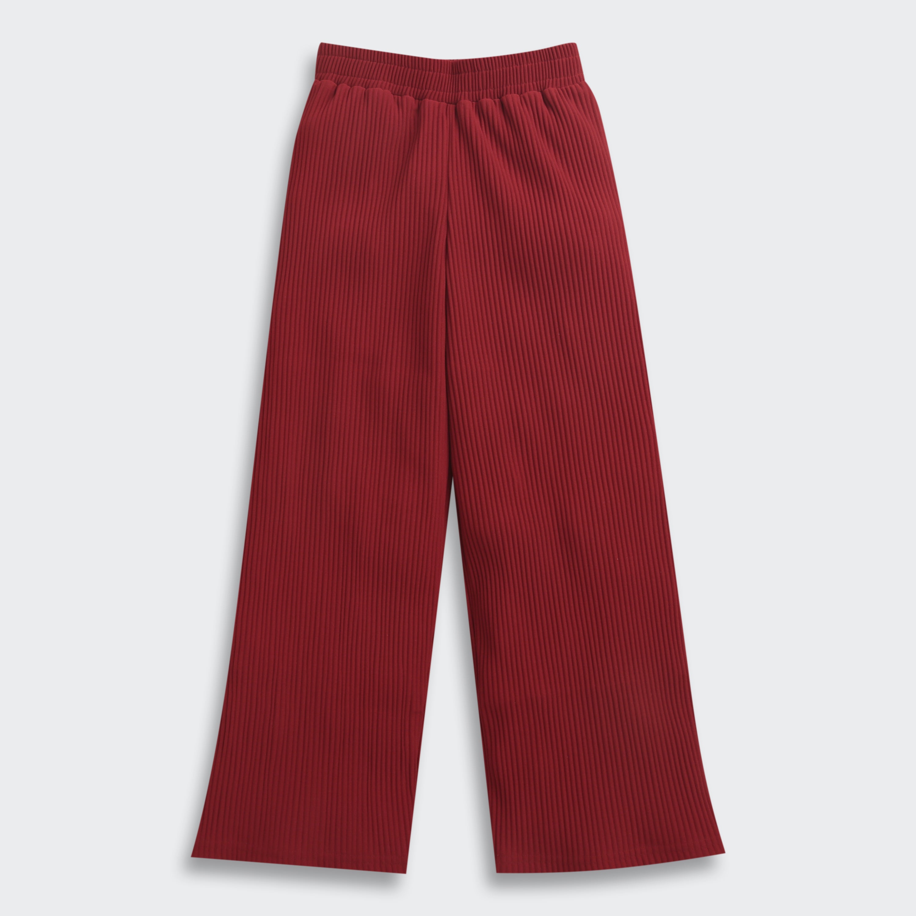 Red Ribbed Flared Pants PL250