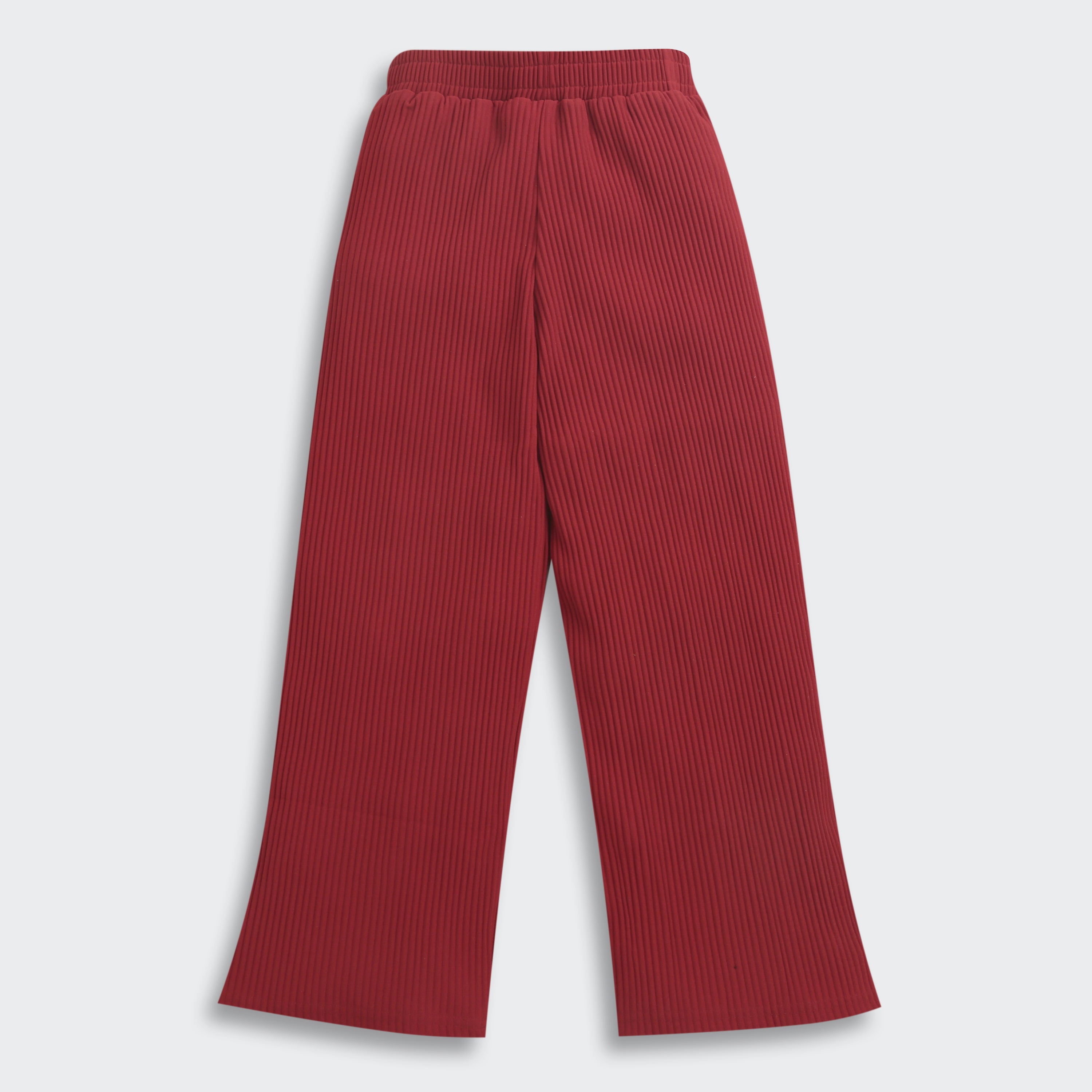 Red Ribbed Flared Pants PL250