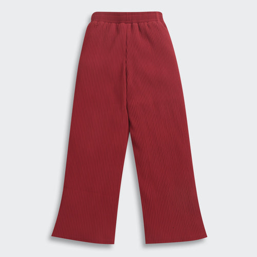 Red Ribbed Flared Pants PL250