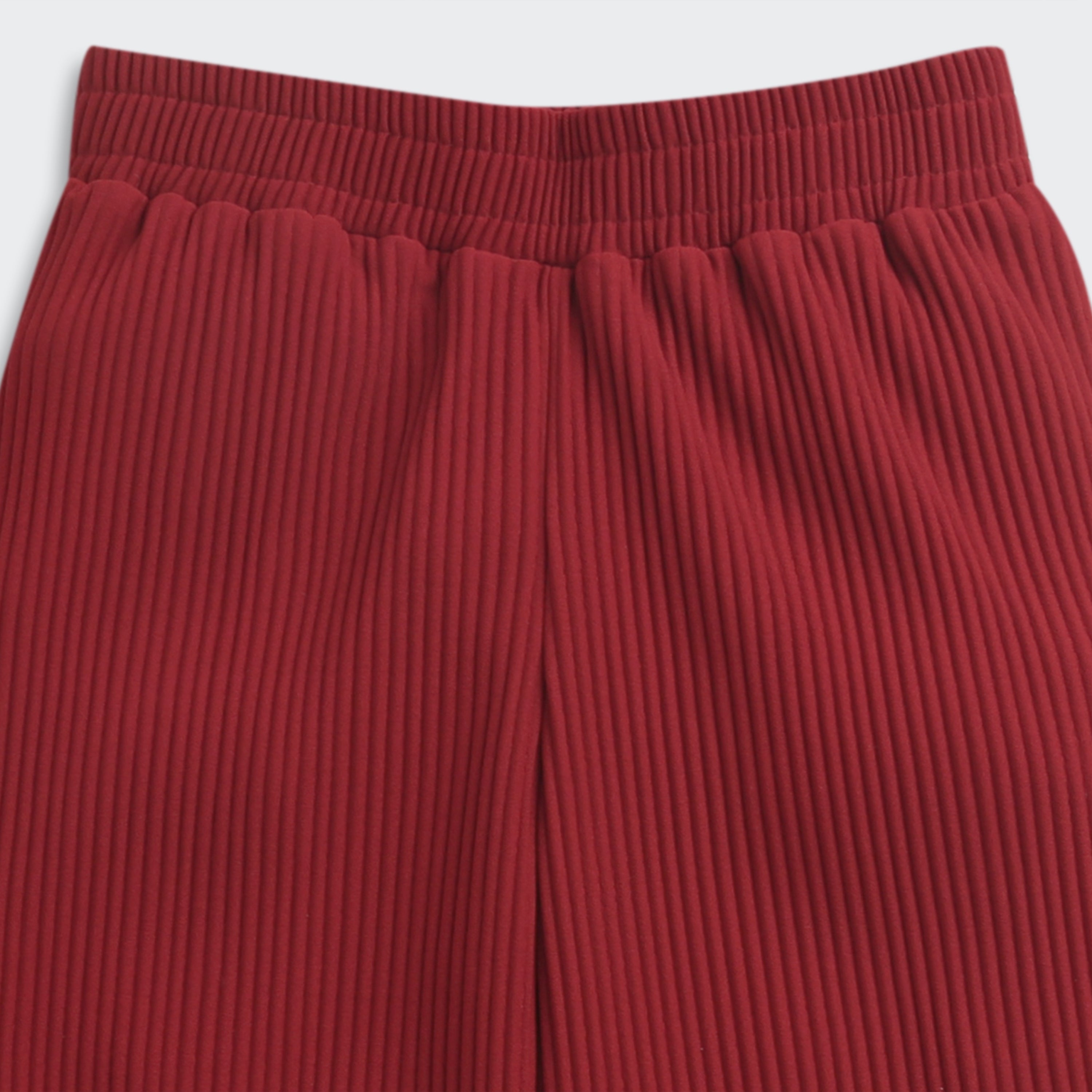 Red Ribbed Flared Pants PL250