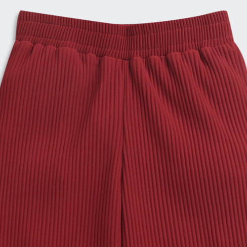 Red Ribbed Flared Pants PL250