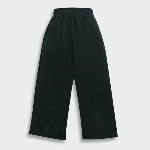 Dark Green Ribbed Flared Pants PL251