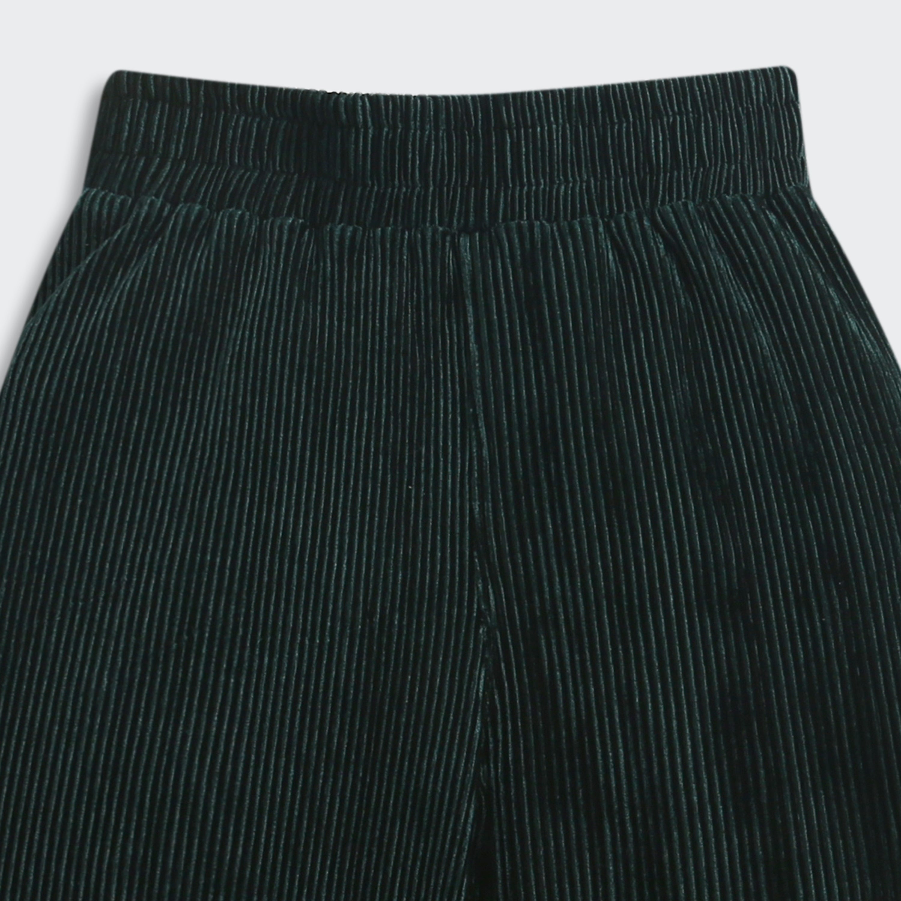 Dark Green Ribbed Flared Pants PL251