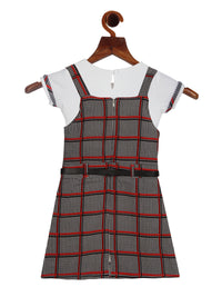 Girls Check Pinafore Dress with T-Shirt – Red