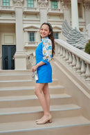 Blue Corduroy Pinafore Dress with Top PN0126