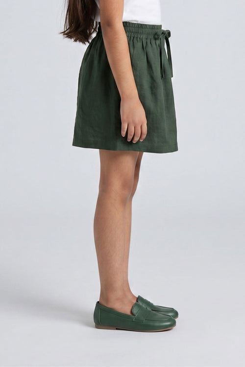 Olive Green Elastic Waist Skirt S1002
