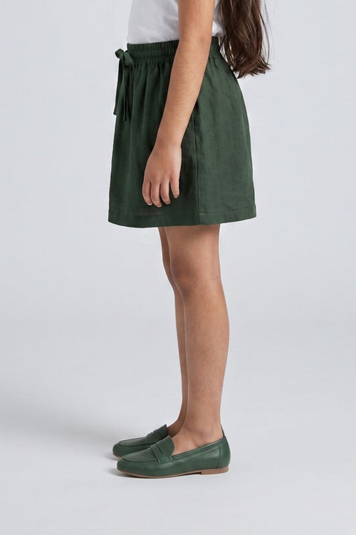 Olive Green Elastic Waist Skirt S1002