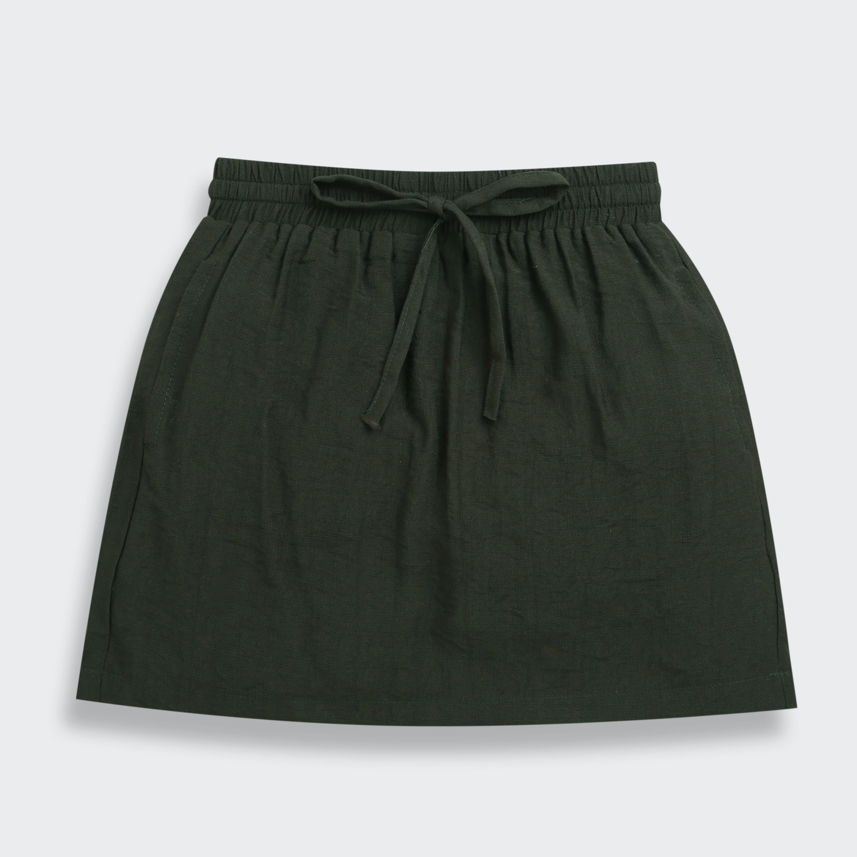 Olive Green Elastic Waist Skirt S1002