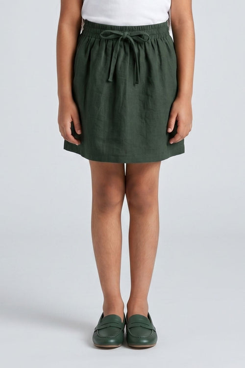 Olive Green Elastic Waist Skirt S1002