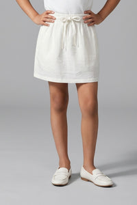 Off White Elastic Waist Skirt S1002