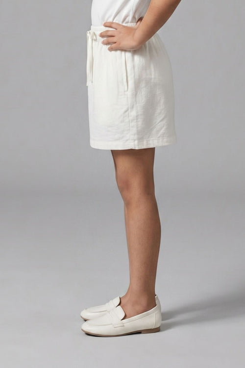 Off White Elastic Waist Skirt S1002