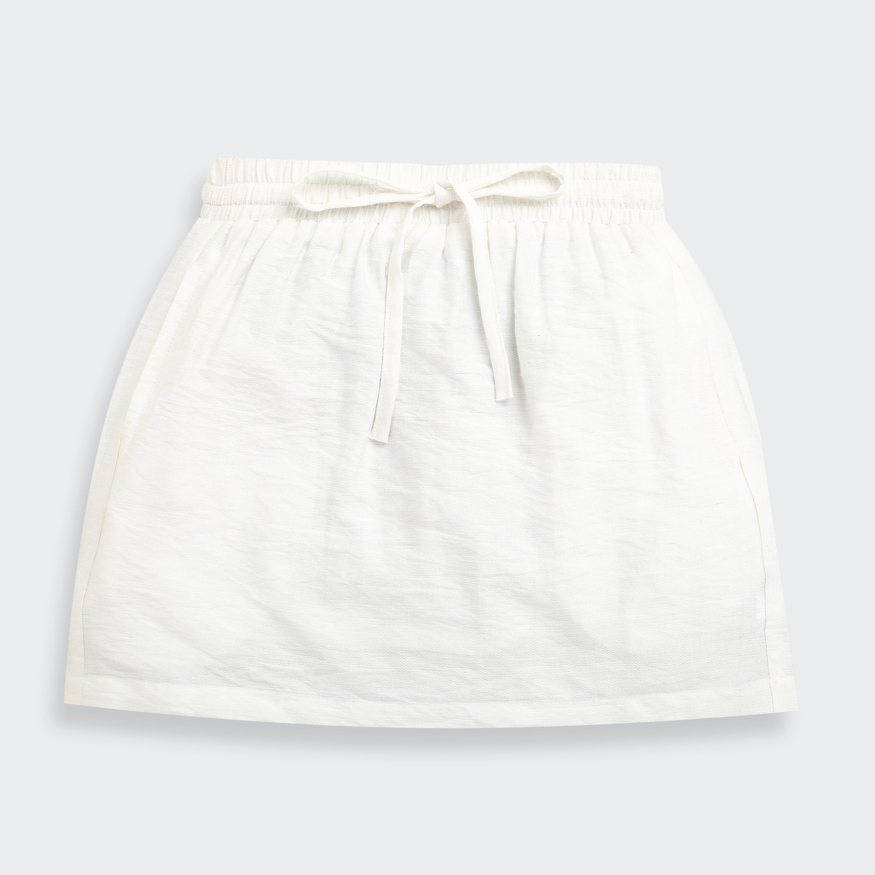 Off White Elastic Waist Skirt S1002