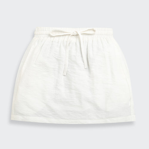 Off White Elastic Waist Skirt S1002