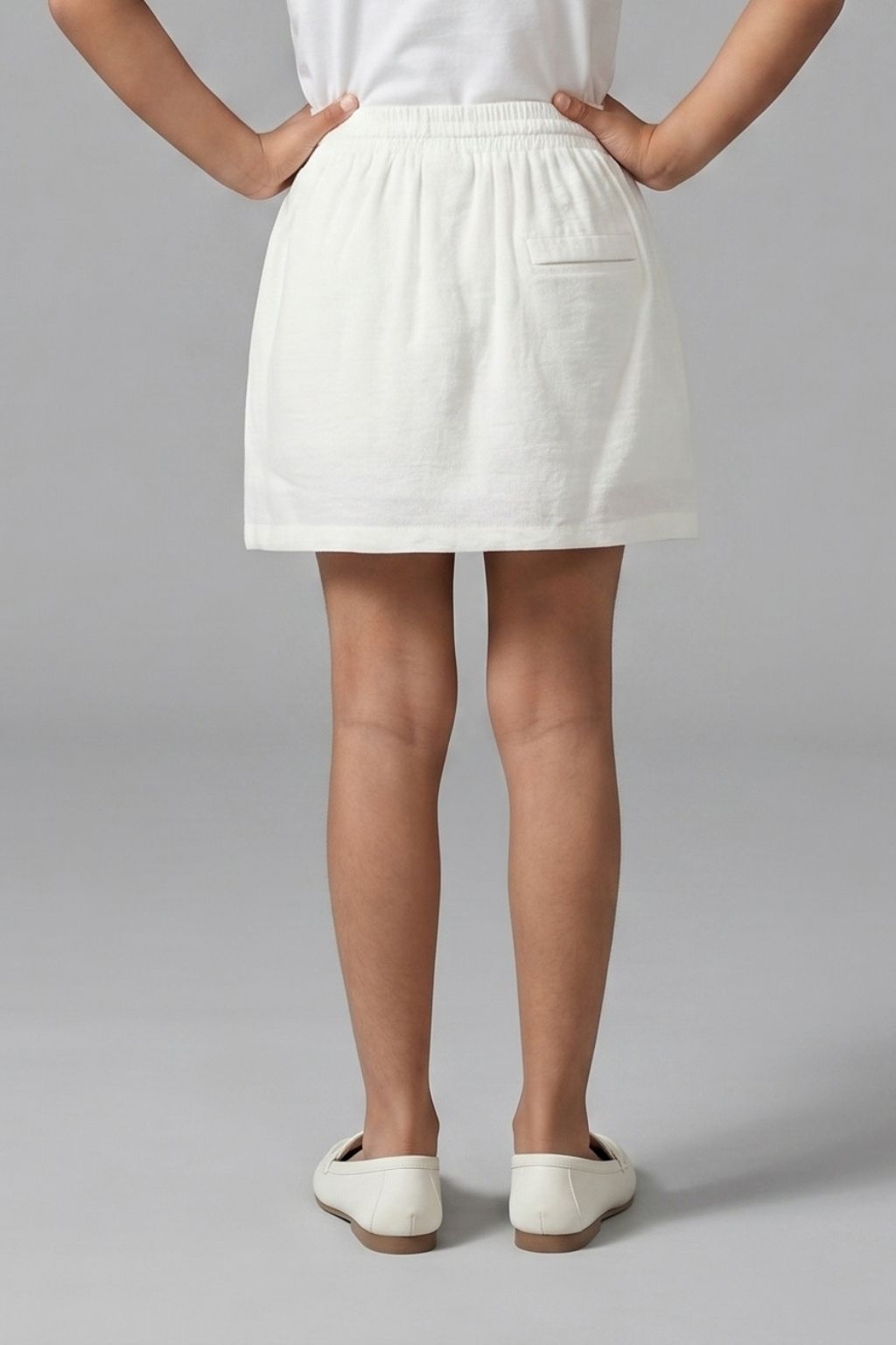 Off White Elastic Waist Skirt S1002