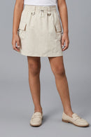 Cream Skirt with Elastic Waist S1006