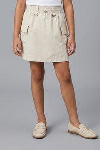 Cream Skirt with Elastic Waist S1006