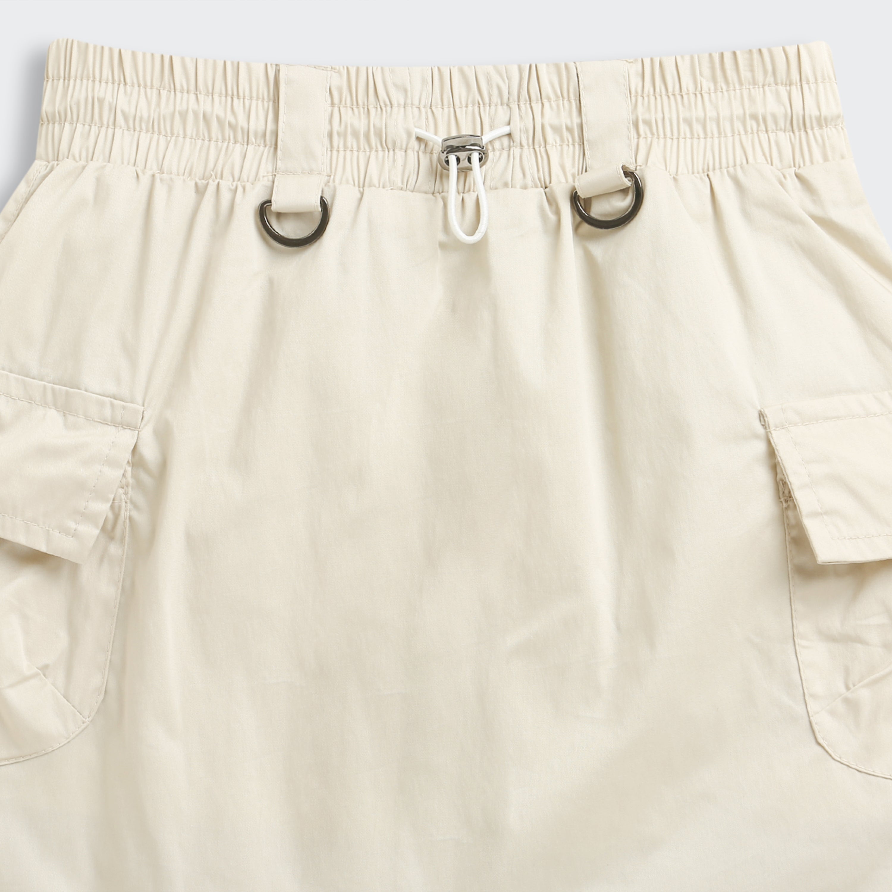 Cream Skirt with Elastic Waist S1006