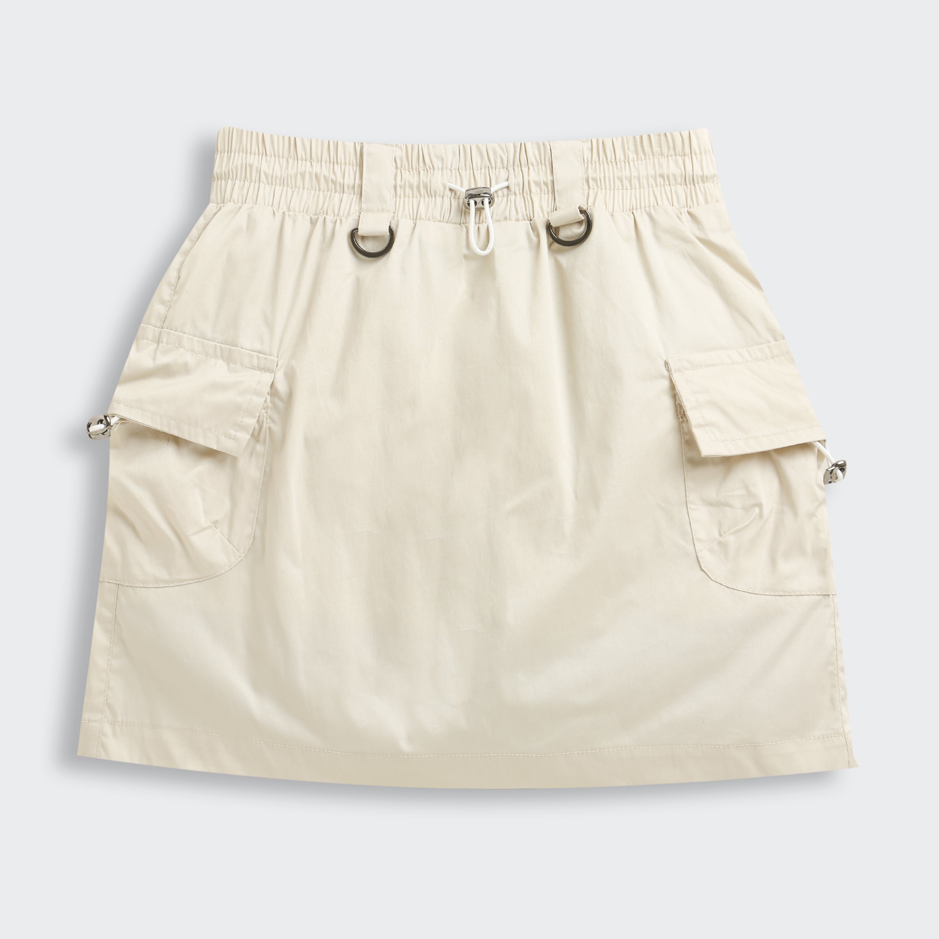 Cream Skirt with Elastic Waist S1006