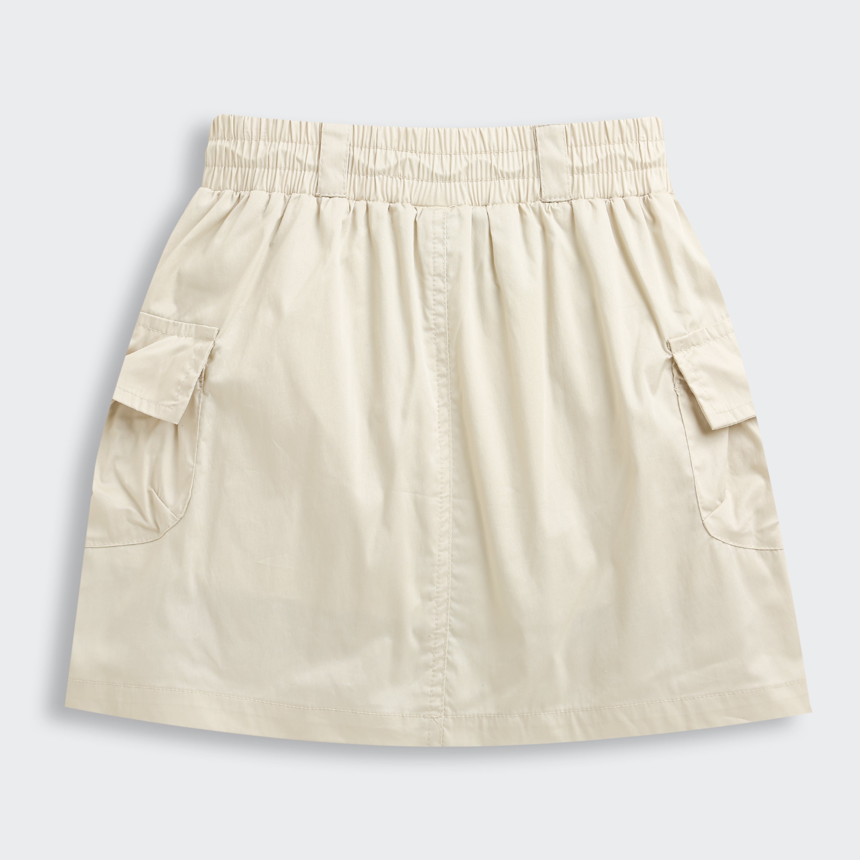 Cream Skirt with Elastic Waist S1006