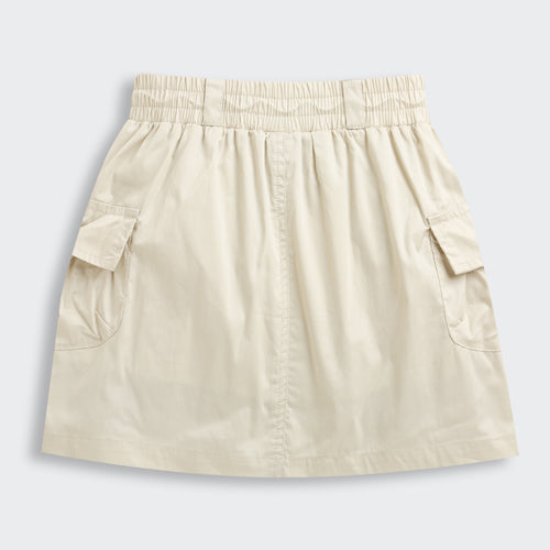 Cream Skirt with Elastic Waist S1006